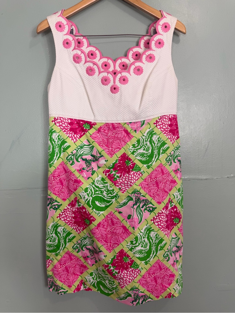 Lilly Pulitzer Jubilee Kyle Embroidered Shift Dress Multi Women Size 8 Bam Patch
